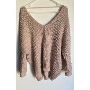 Cream/blush color loose sweater, open back, like new.